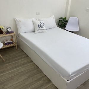 Sét ga gối Cotton Tici M2T bedding màu trắng drap ga giường chuyên dùng cho khách sạn, homestay, nhà nghỉ